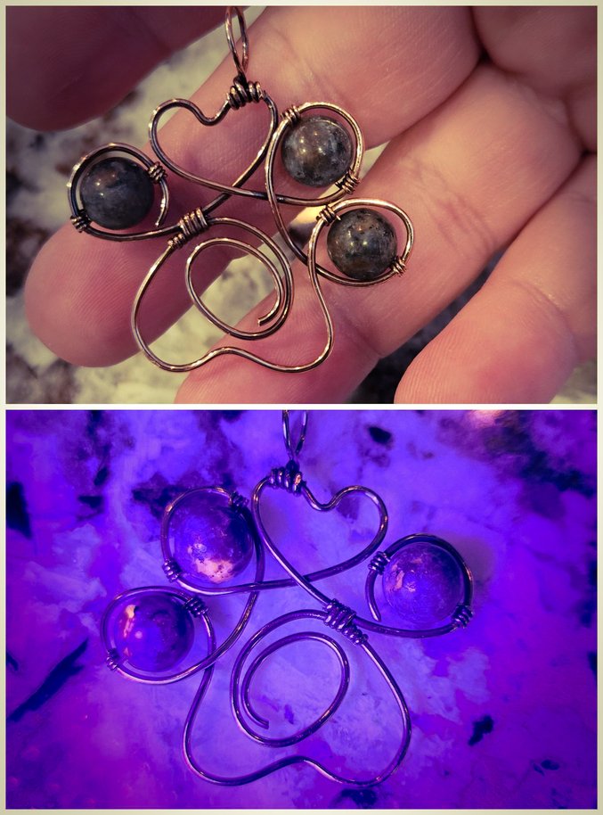 Paw Print Wire Wrap W/ Yooperlite Stone Beads